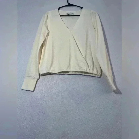 MADEWELL Texture & Thread Women’s Small Plus Ottoman Cream White Knit Wrap Top - Picture 7 of 10